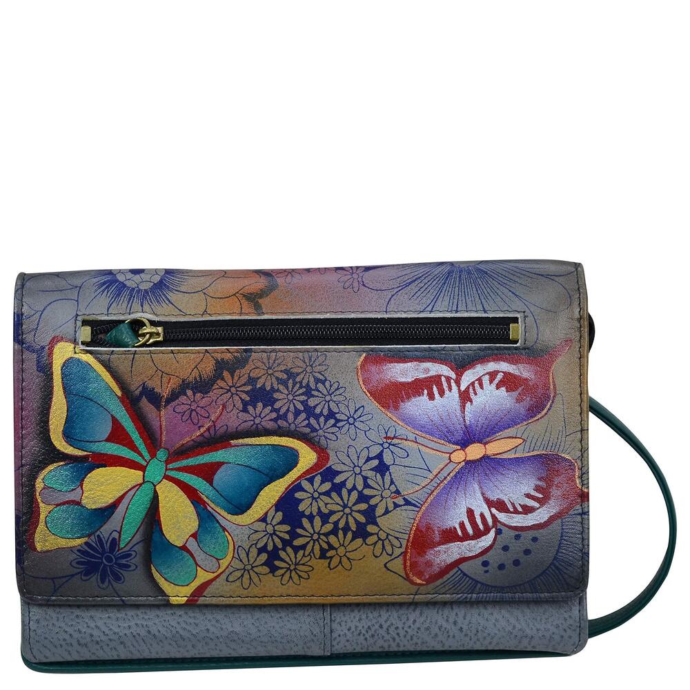 2517 ’s Hand-Painted Leather Organizer Wallet On a String - Butterfly